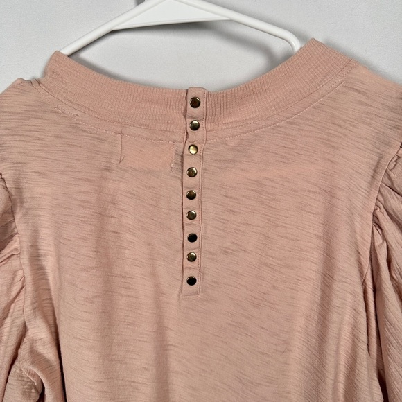 Nation LTD elevated basics pima cotton puff sleeve top M blush - Picture 10 of 11